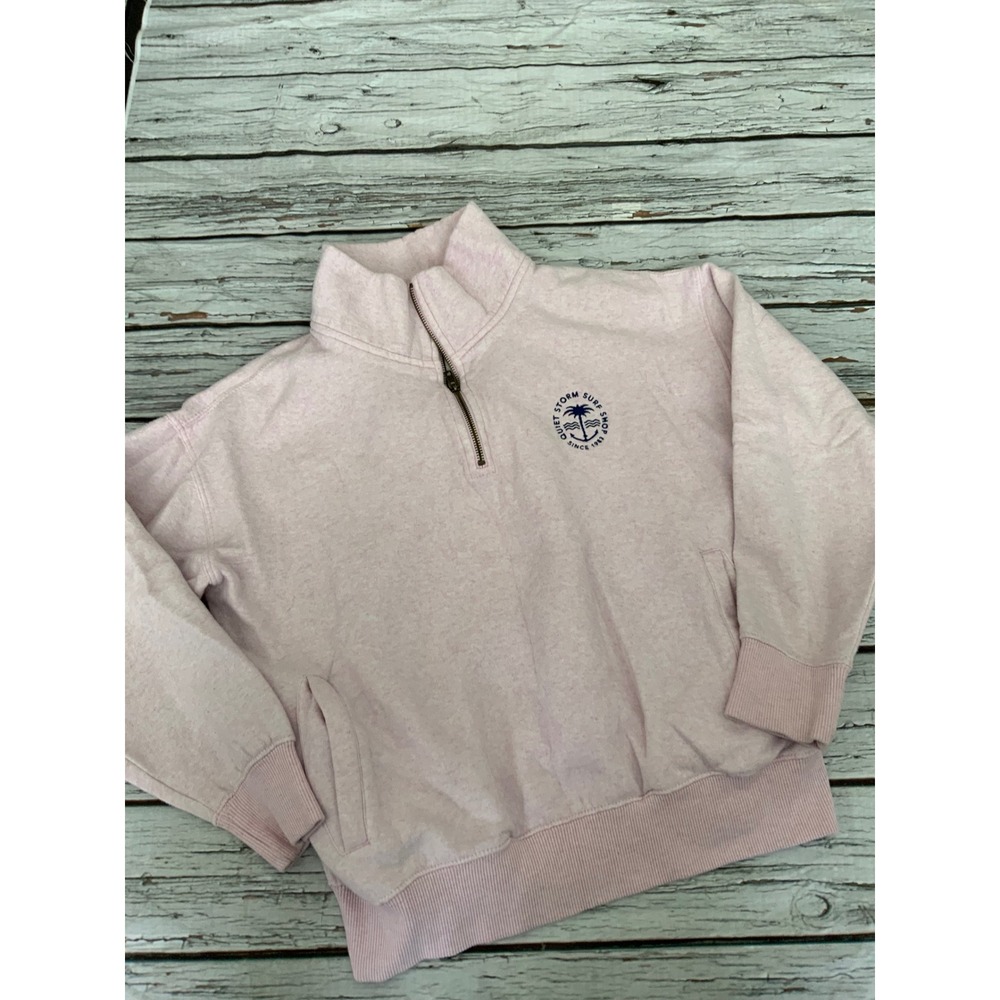 Quiet Storm Surf Shop Women XS Pink Heathered Quarter Zip Pullover Sweatshirt